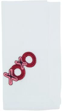 "Saro Lifestyle Embroidered XOXO Napkins (Set of 4) - Playful Kiss & Hug Motif for Romantic Tables, 20""x20"""
