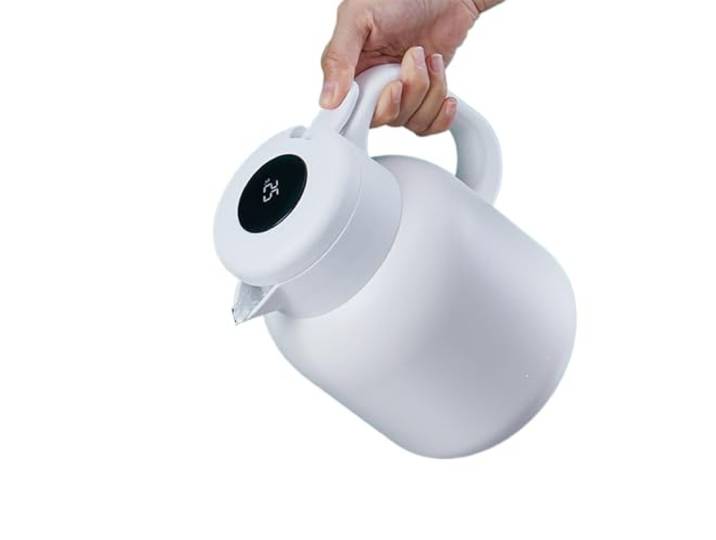 Isolierter Heißwasserkessel, Thermoskanne, 1500 ml, doppelwandig, Vakuum(White,1L)