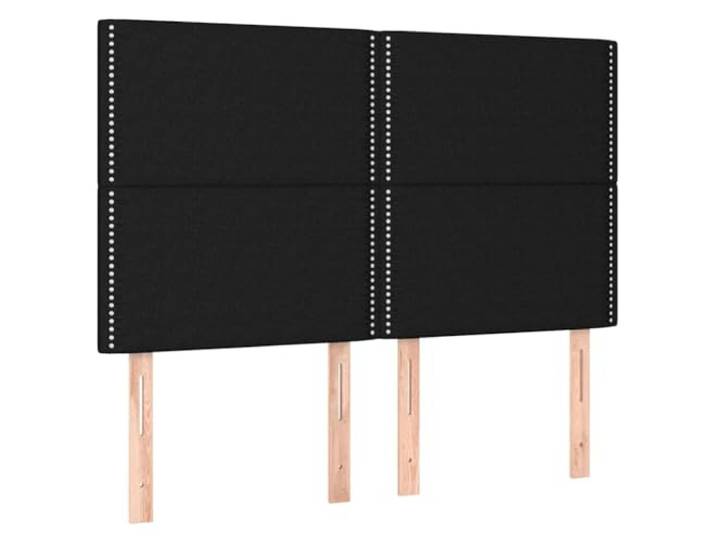 Leasha Kopfteil mit LED, Bettgestell, Schlafzimmermöbel, Schwarz, 144 x 5 x 118/128 cm, Stoff