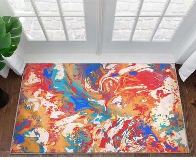 Well Woven Abstract Harmony Modern Boho Marble Flat-Weave Area Rug