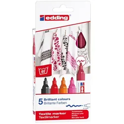 edding T-Shirtmarker 5 Stück sortiert warme Farben