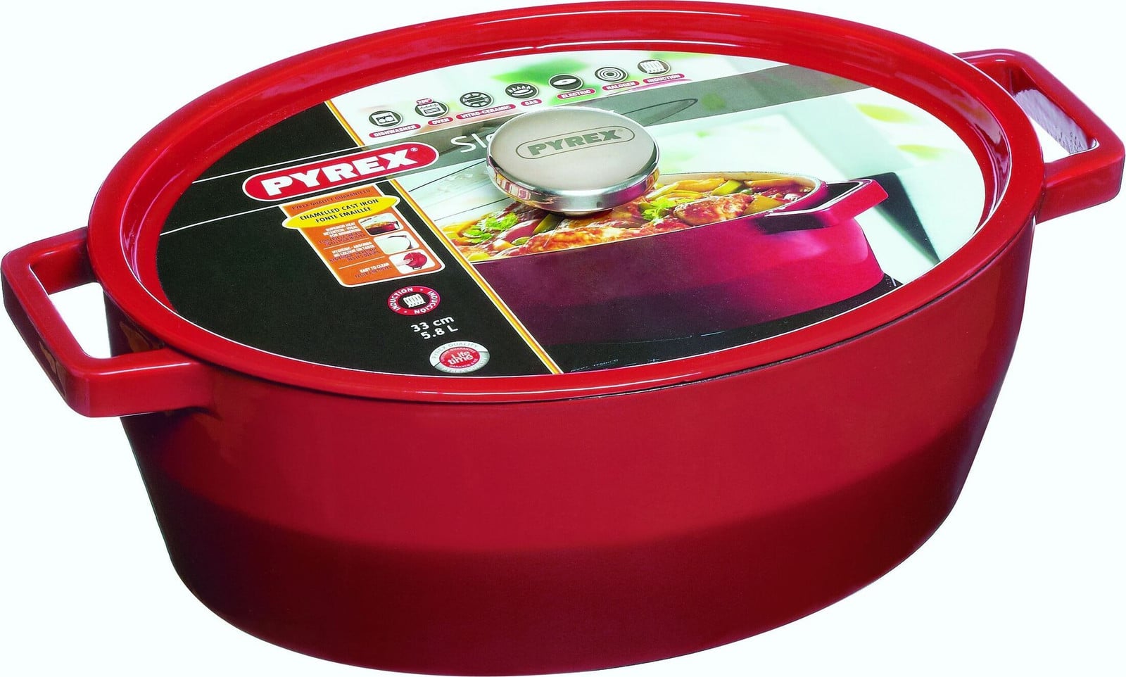 Pyrex Slow Cook ovale ovenschotel - Rood - 33 cm