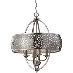 Kronleuchter Hängelampe Deckenleuchte Stahl Glas Edelstahl D 61 cm Luster