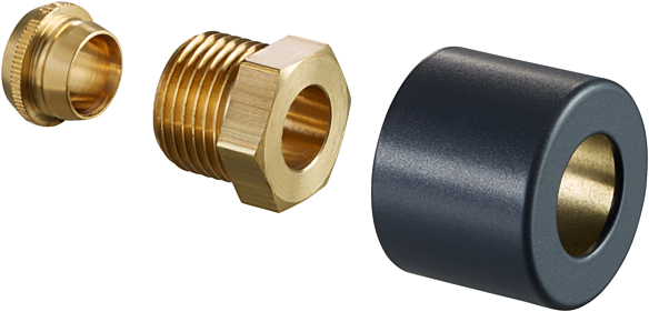 Oventrop Combi E Klemmringverschraubungs-Set 1169493 Edelstahl-Design, G 1/2 AGx15mm, 1-fach