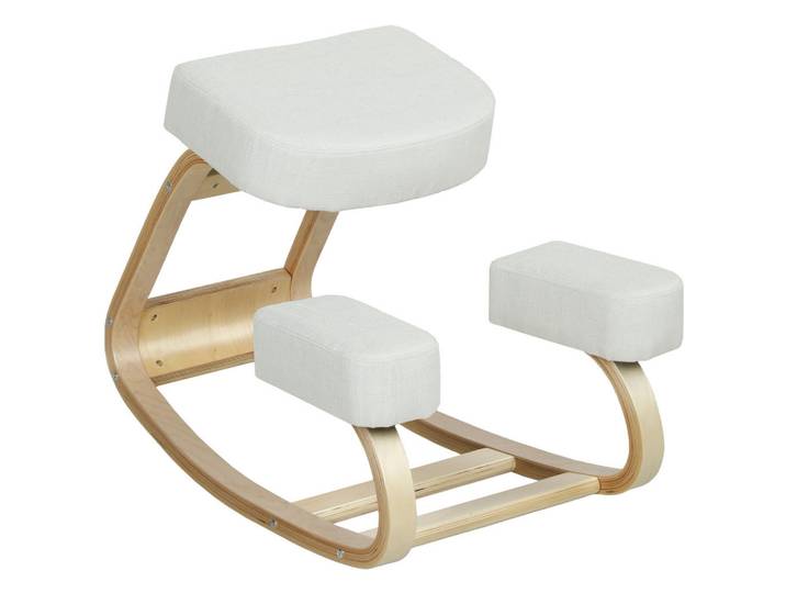 Vinsetto Kniestuhl Birke Polyester Cremeweiß, Holz, 51x58x69 cm, Büromöbel, Bürostühle, Bürohocker
