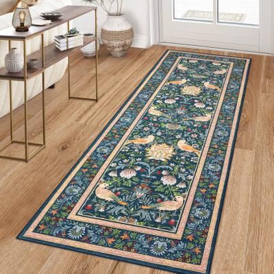 Garvee Vintage Bird Floral Print Indoor Area Rug