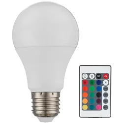 Leuchtmittel weiß RGB LED Glühbirne modern Lampe Fernbedienung dimmbar Kugelform Farbwechsel, 1x LED E27 Fassung 4W 470lm 2700K warmweiß, DxH 6x11 cm