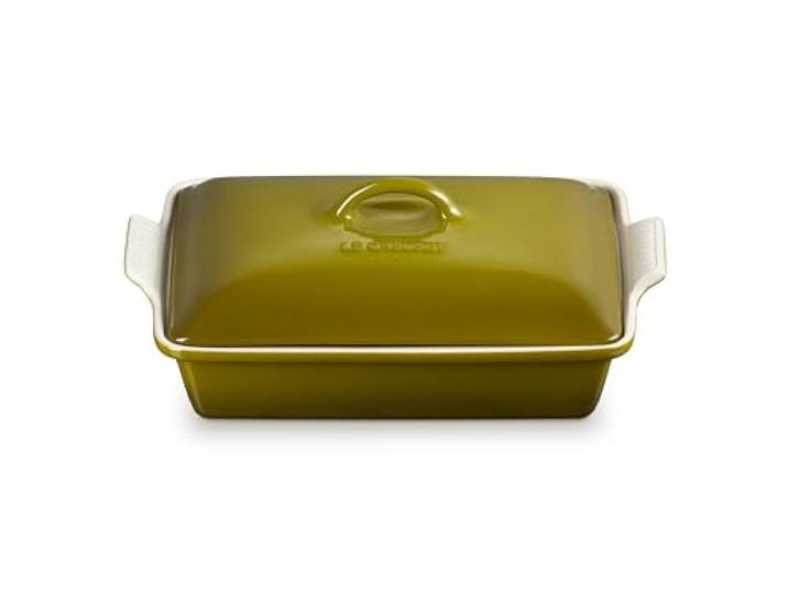 Le Creuset Stoneware Heritage Rechteckiger Kasserolle mit Deckel, 4 l, Olivgrün