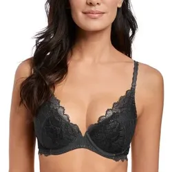 Wacoal BH Lace Perfection Plunge Push Up Bra Schwarz B 80 Damen