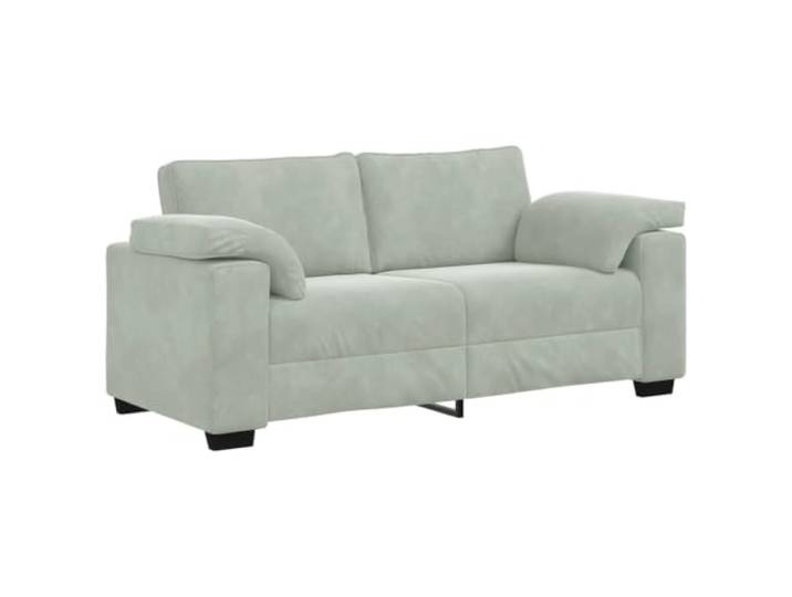 KUTYWEXFM Zweisitzer-Sofa Samt Hellgrau 180x77x82 cm Couch Samtweiches Polstersofa mit dicker Schaumstoffpolsterung und stabiler Stahlkonstruktion für Wohnzimmer und Empfangsbereich.