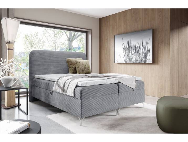Fun Möbel Boxbett Bett Schlafzimmerbett FUN DANEL PREMIUM Überlänge in Stoff Poso (auch in Länge 200cm erhältlich, Die Serie FUN DANEL bietet viele schicke Betten), inkl. Bettkästen und Topper