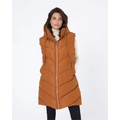 Steppweste FRESHLIONS "Elisa", Damen, Gr. M, braun, 100% Polyester, lang, Westen Steppweste, mit langem Schnitt