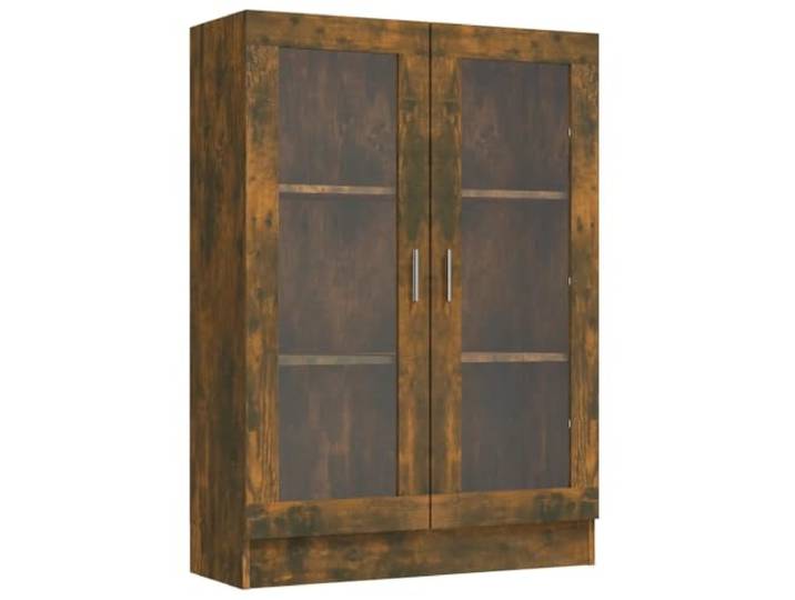 Helloshop26 Klassischer Vitrinenschrank 82,5 x 30,5 x 115 cm mit 3 Fächern, praktisch, aus Holz, Eiche rauchfarben, 02_0048216