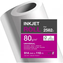 Clairefontaine, Plotterpapier, Plotterrolle 2582C 80g 914mmx110m 2St. (80 g/m2, 91.40 cm)