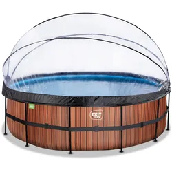 Exit Toys EXIT Wood Pool ø488x122cm mit Sandfilterpumpe und Abdeckung - Braun