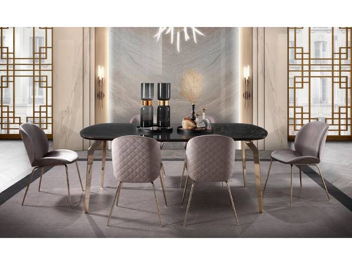 JVmoebel Essgruppe Esszimmer Möbel Set aus Holz in Braun mit komfortablen Stühlen, (7-tlg), Made in Europa