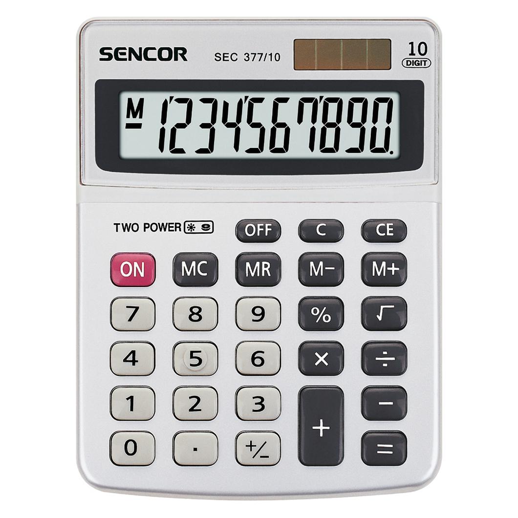 Sencor calculator SEC 377/10 calculator, gray, desktop, 10 seats, dual power supply, metal housing (Solarenergie) (SEC 377/10)