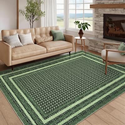 Garvee Modern Imitation Linen Texture Print Area Rug