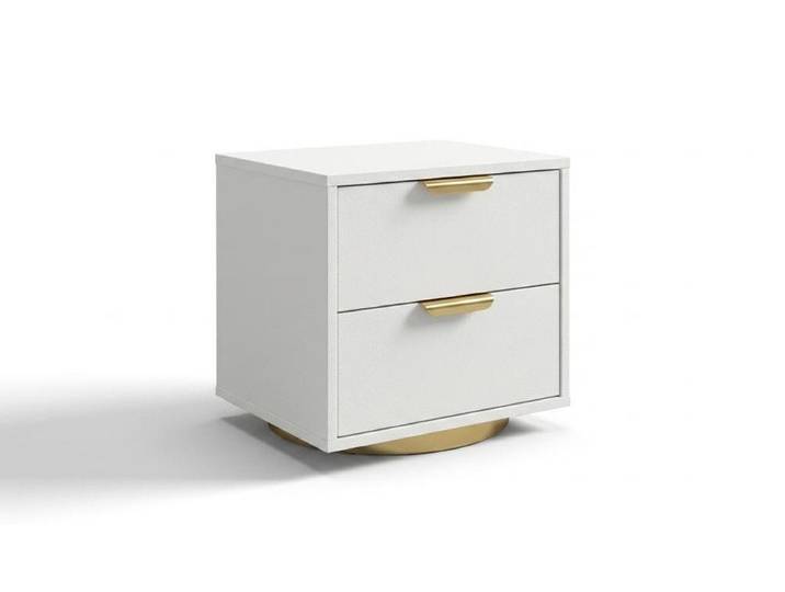 JVmoebel Nachttisch Moderner weißer Nachttisch mit goldenen Griffen modernen Design Möbel, Made in Europa