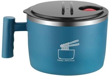 Friendly Fresh Finds Stainless Steel Instant Noodle Bowl With Lid, Portable Sealed Kitchen Drain Bowl blue