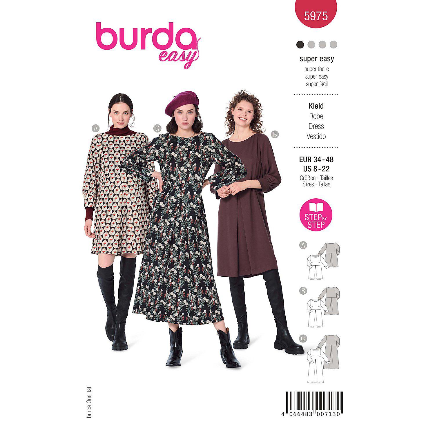 burda Schnitt 5975 "A-Linie-Kleid Nina"