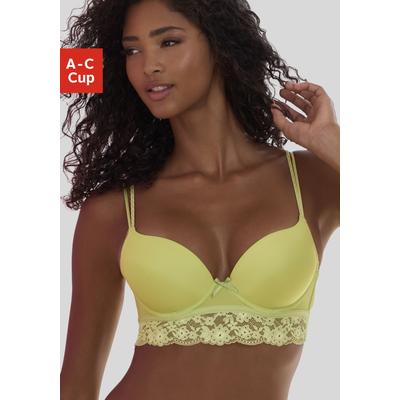 Push-up-BH VIVANCE "Anisa", Damen, Gr. 75, Cup A, grün (lime), Microtouch, Obermaterial: 60% Polyamid, 35% Polyester, 5% Elasthan, BHs Push-up-BH, mit Bügel und Spitze entlang der Unterbrust, sexy Dessous