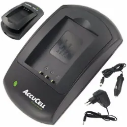 AccuCell Schnell-Ladegerät passend für Fuji NP-150 Akku (Kamera Akku Ladegerät), Kamera Stromversorgung, Schwarz