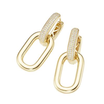 Paar Creolen "mit weißen Zirkonia, Silber 925", gold, GIORGIO MARTELLO MILANO, Ohrringe, Damen, Silber 925 (Sterlingsilber)