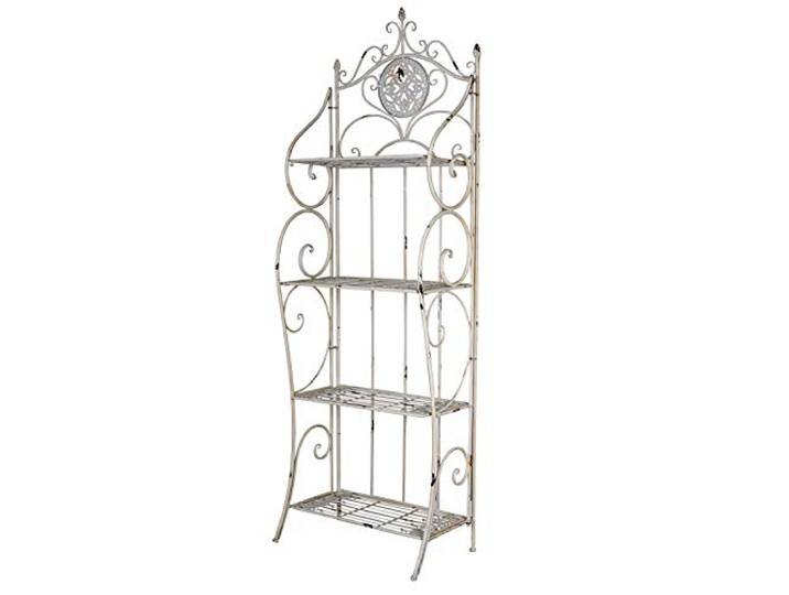 PALAZZO INT Regal Weiss Shabby Chic Metallregal Eisenregal Vintage Landhausstil Maison Antik Look Deko Regal 186 cm