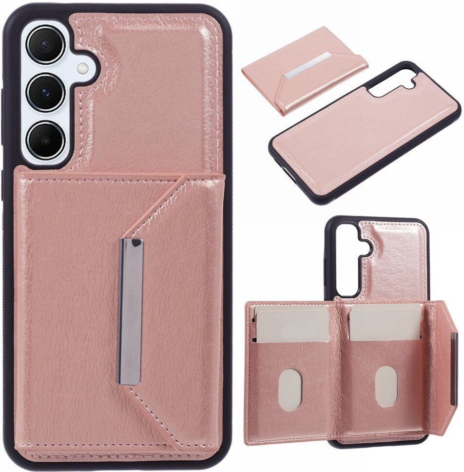 Samsung Galaxy S25 - EIDERWOOD 2-i-1 Vegansk Læder Cover m. Kortholder & Ståfunktion - Lyserød