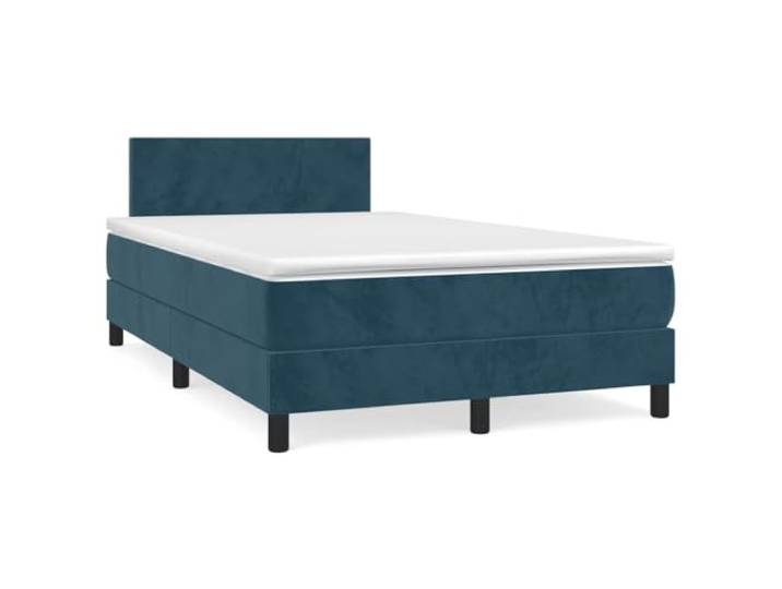 PUGYNBK Boxspringbett, Samt, Dunkelblau, 120 x 200 cm Verstellbares Kopfteil, Taschenfederkernmatratze, mittlere Härte, weicher Schutz