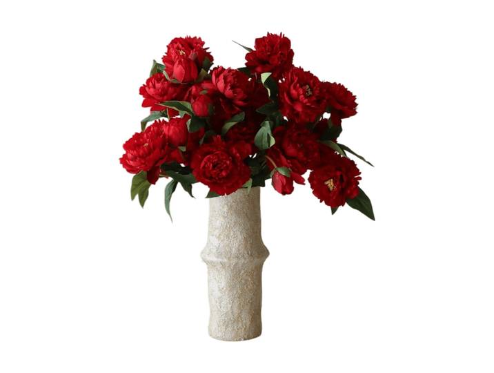 Botané Bouquet artificiel de pivoines Large, rouge 7 pcs