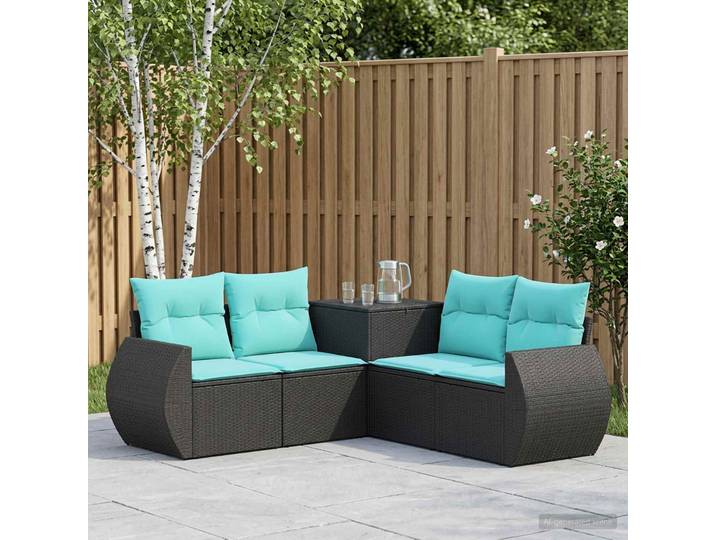 vidaXL Sofa Set 5 stk. Schwarz und Blau 188 x 188 x 85 cm