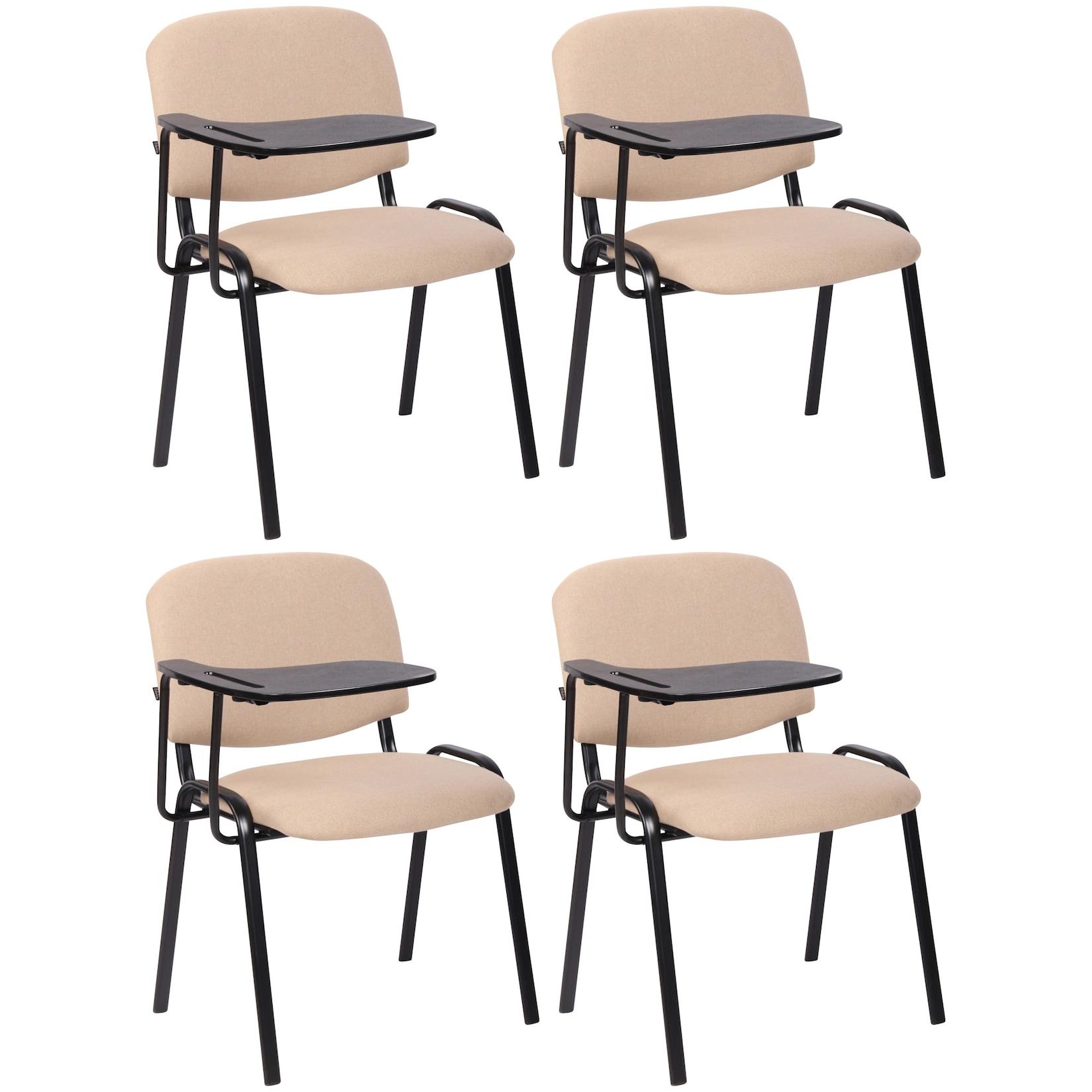 CLP 4er Set Stuhl Ken Mit Klapptisch Stoff I Gepolsterter Schulungsstuhl Mit Schreibtafel