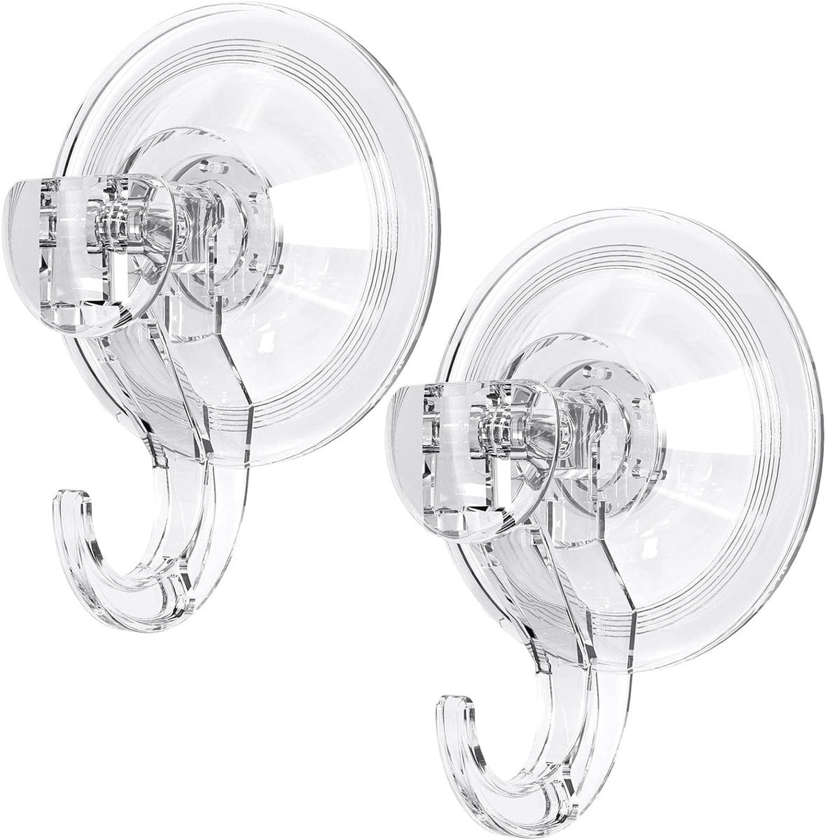 Set van 2 grote transparante zuignaphaken voor douche, keuken, badkamer en raam