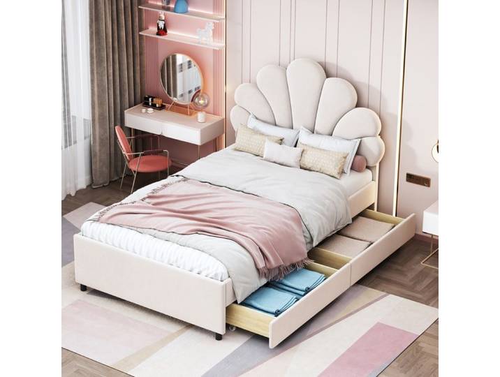 Dimensions 90x200 cm design solide et sécurisé lit pour enfant couleur beige