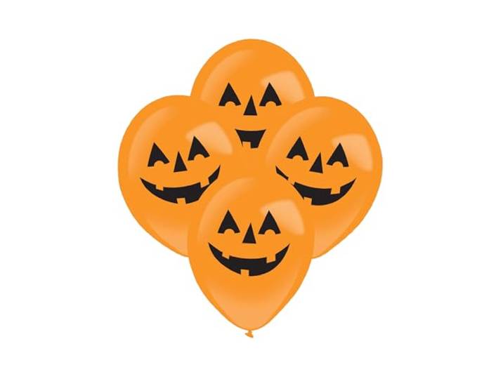 LED Ballonnen Pompoenen Halloween decoratie 4 stuks oranje-zwart
