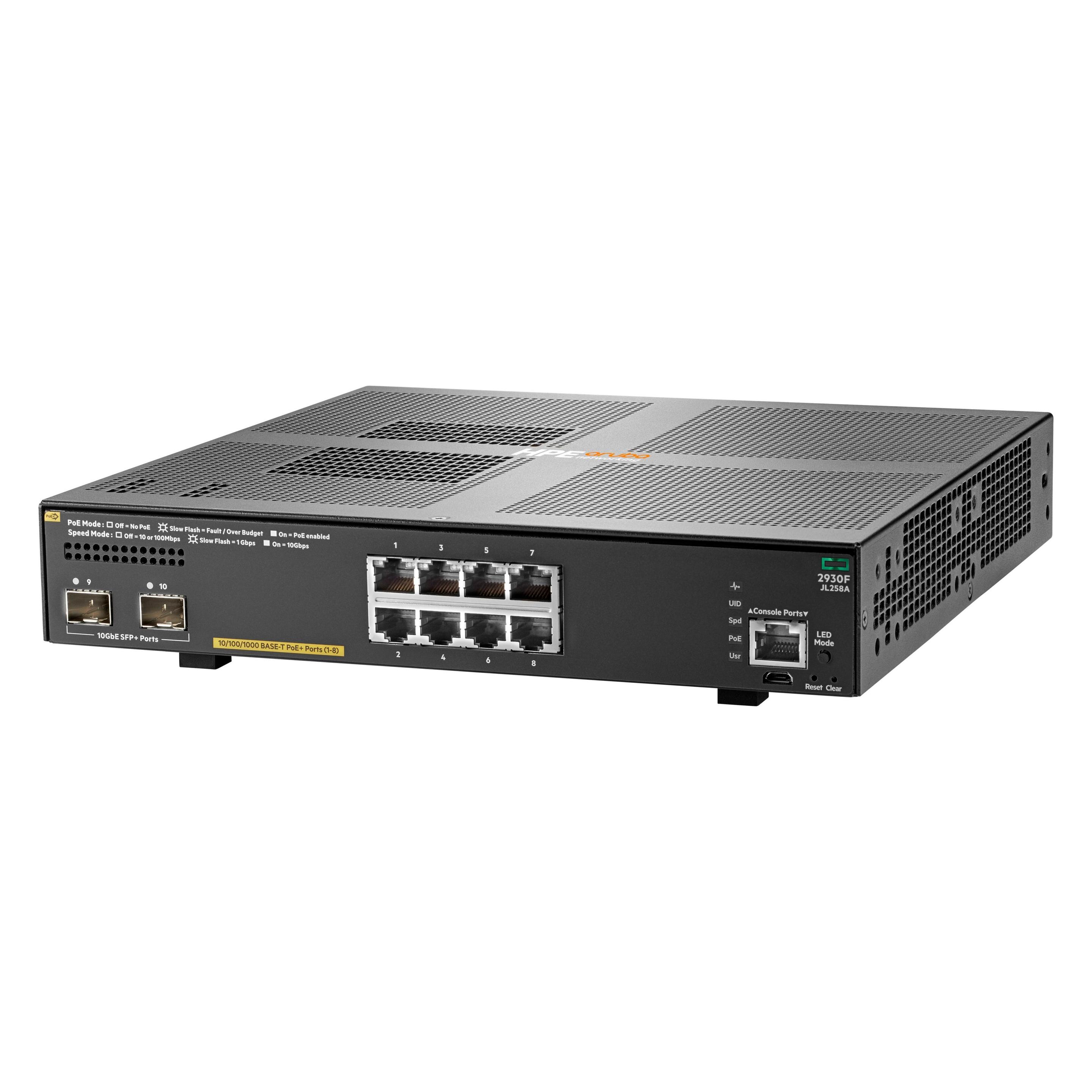 Aruba 2930F 8G PoE+ 2SFP+ (8 Ports) (JL258A#ABB)