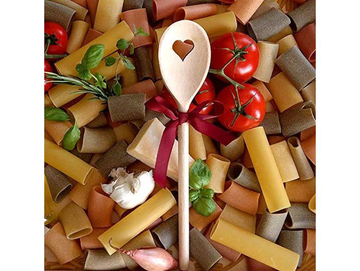 100x HOFMEISTER® Kochlöffel aus Holz mit Herz-Motiv, Keine Kratzer in Töpfen, hitzebeständiger Buchen-Rührlöffel aus EU Produktion, ovaler Holzlöffel zum Kochen & Backen