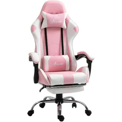 GAMINGSTUHL, Kunstleder, PVC, Rosa+Weiß