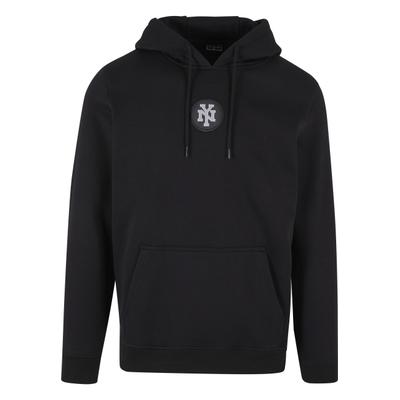 Kapuzenpullover MISTERTEE "MisterTee Herren NY Patch Hoody", Herren, Gr. L, schwarz, 100% Baumwolle, mehrfarbig, normal, ohne Ausschnitt, Pullover Kapuzenpullover