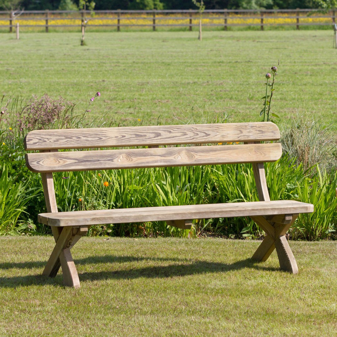 Dakota Fields Lanesborough Solid Wood Outdoor Bench Natural 86cm H X 160cm W X 62cm D
