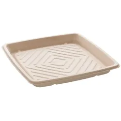 MONOUSO - Quadratische Tabletts aus Zuckerrohr 27x27cm (5 Stück)