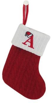 Inspired Living Cozy Knitted Mini Christmas Stocking With AZ Letter, Snowflake Design & Hanging Loop d