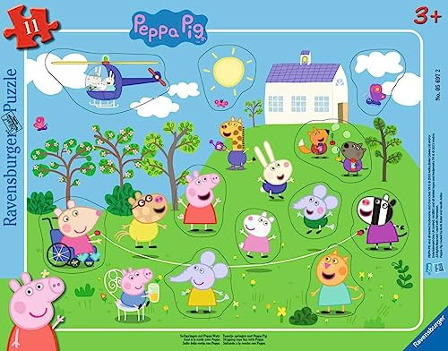Ravensburger Peppa Pig framepuzzel springtouw - 11-delige kinderpuzzel voor kinderen vanaf 3 jaar