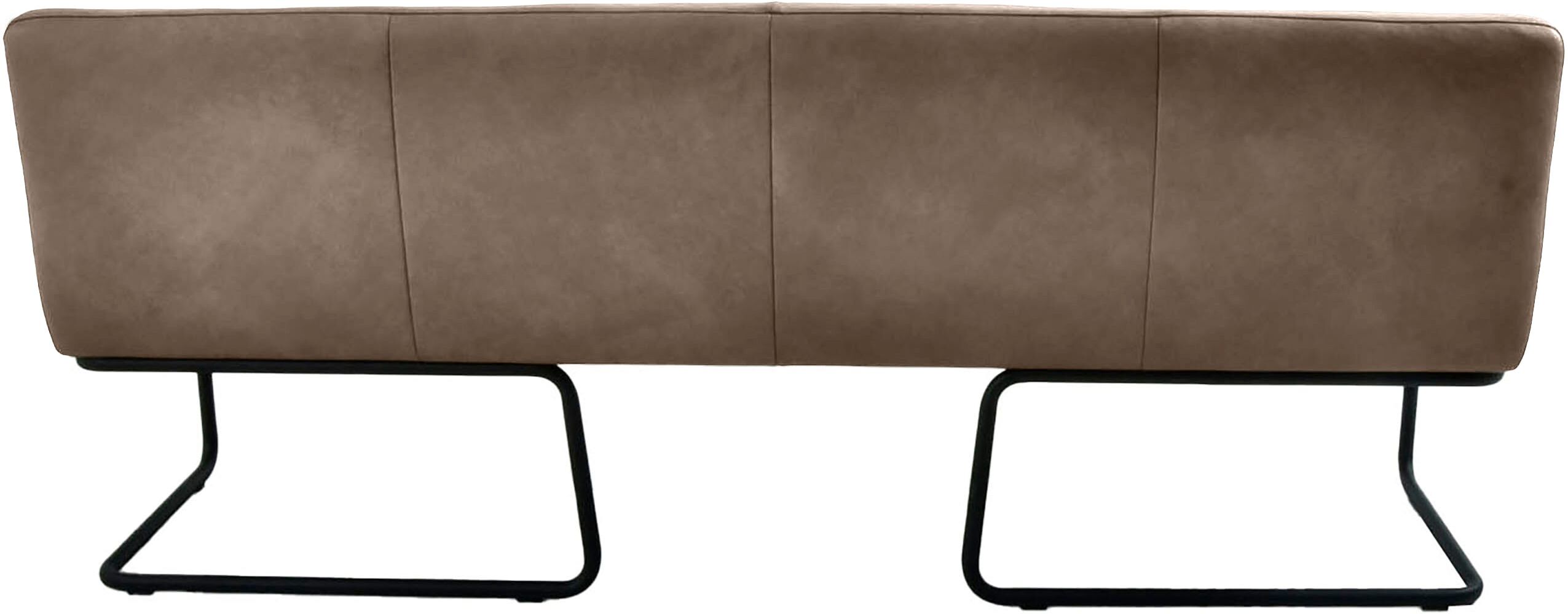Polsterbank K+W KOMFORT & WOHNEN, braun (wüste 76), B:202cm H:82cm T:67cm, Sitzbänke, Polsterbank, in abgerundeter Form, Rundrohrkufe lang gebogen, Echtleder wüste 76 B/H/T: 202cm x 82cm x 67cm, Leder CLOUD