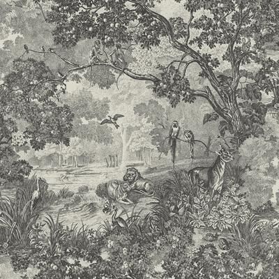 RoomMates Taupe & Grey Jungle Toile Peel and Stick Wallpaper