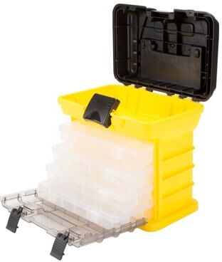 Fleming Supply Portable Tool Box with Drawers - Durable Parts Organizer with 4 Compartments by Stalwart