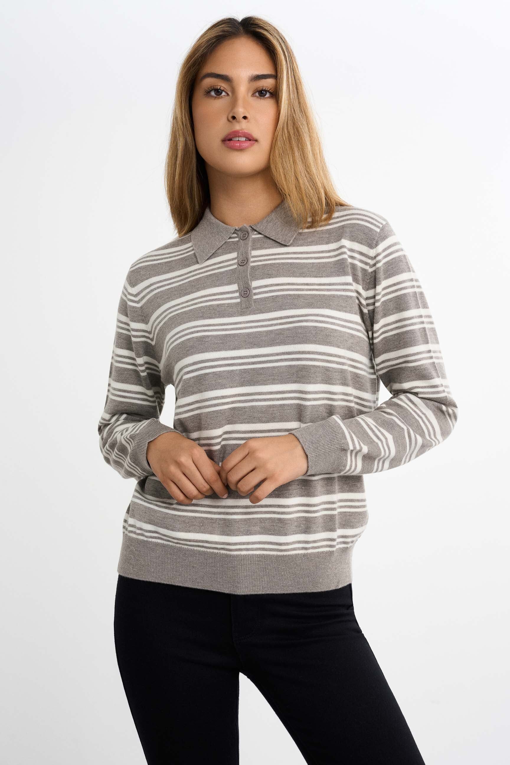 Famme Knitted Pique Sweater Beige S