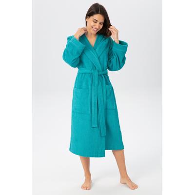 Unisex-Bademantel OTTO HOME "Sanremo, ideal für Sauna & Spa, Hotelbademantel, Morgenmantel" Gr. XL, blau (aqua), L:125cm, Baumwolle, Hausmäntel, mit Taschen, Damen & Herren Bademäntel, S-3XL